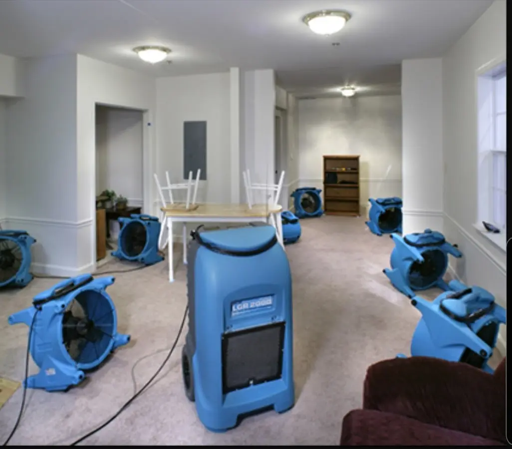 Air movers and dehumidifier setup for Water Extraction & Removal in Saranap
